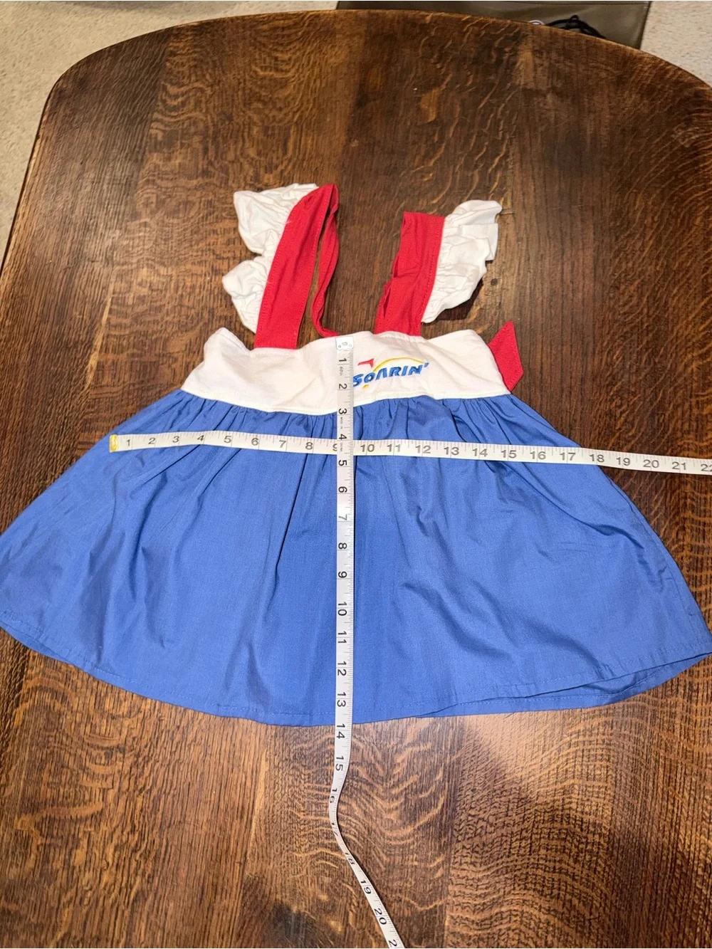 Blue & White Girls Matching Set with Red Straps
